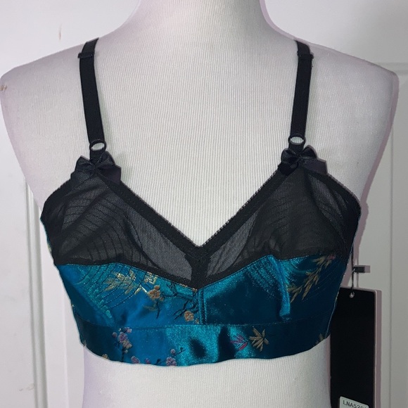 NWT Bedroom Stories Bullet Bra Pointed Cups Chinoiserie Mesh Bows Small - Picture 8 of 9